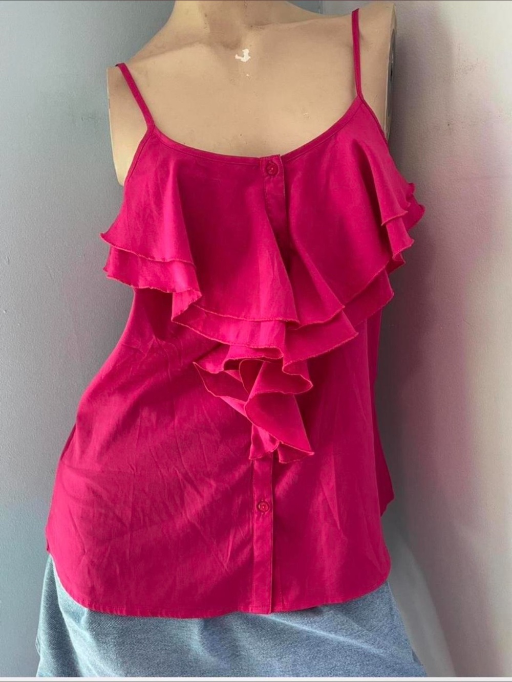 Women’s Ruffle Camisole Tank Top - Fuchsia